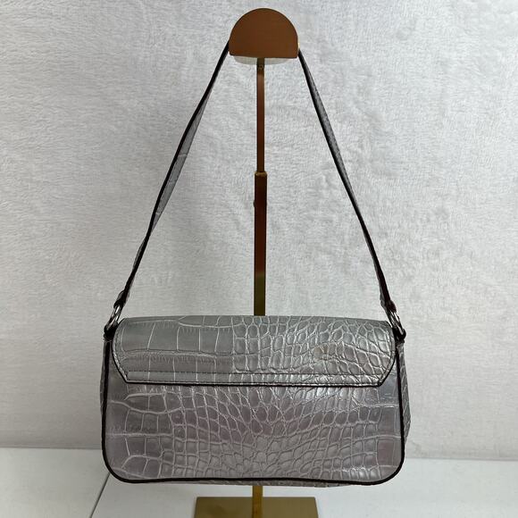 Vtg Y2K Guess Mini Bag Silver Croc Embossed Chain Accent Purse Handbag Retro - Picture 4 of 16